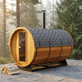 Outdoor Barrel Traditional Steam Cedar Wood Sauna with Wood Burning Stove
