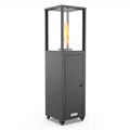 58,500 BTU Steel Wood Pellet Standing Patio Heater with Wheels-Black