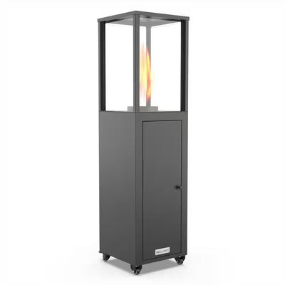 58,500 BTU Steel Wood Pellet Standing Patio Heater with Wheels-Black