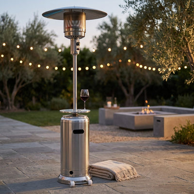 Patio Heater- 87'' Tall Stainless Steel AZ Patio Heater with Table