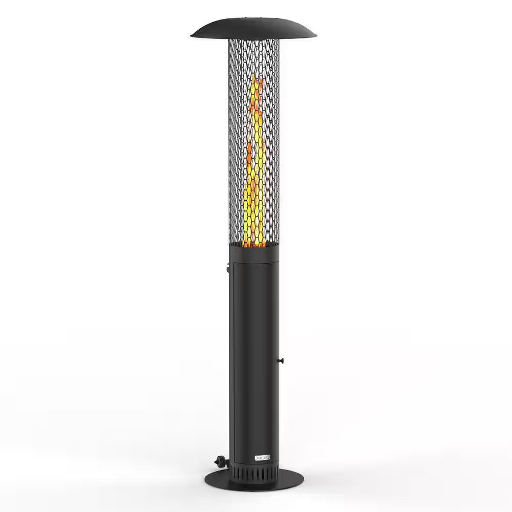 58,500 BTU Steel Wood Pellet Freestanding Patio Heater with Wheels-Black