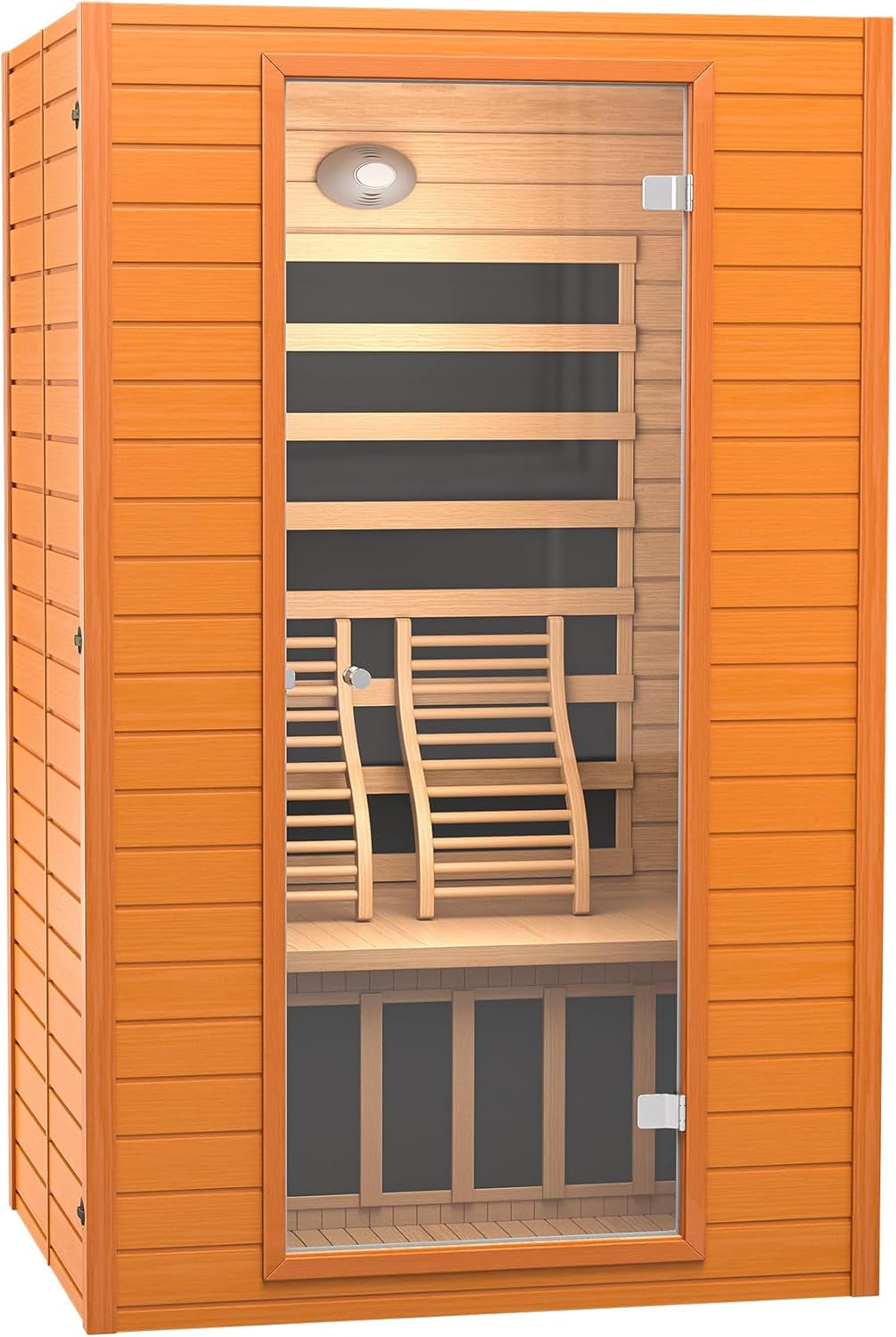 Infrared Sauna, 2 Person Low EMF FAR Infrared Saunas for Home, Indoor Personal Canadian Hemlock Wood Sauna with 9 Chromo Therapy Lights, Bluetooth Speakers for Home & Gym Spa
