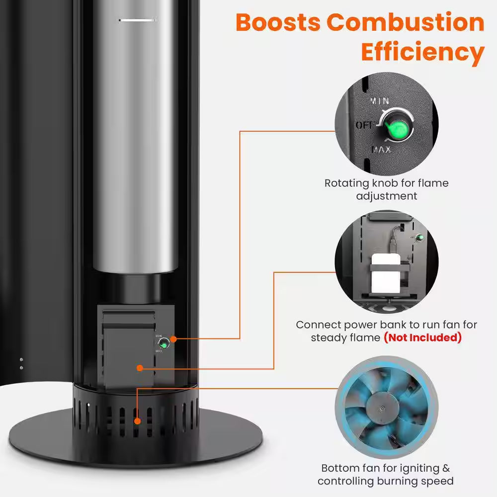 58,500 BTU Steel Wood Pellet Freestanding Patio Heater with Wheels-Black