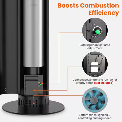 58,500 BTU Steel Wood Pellet Freestanding Patio Heater with Wheels-Black
