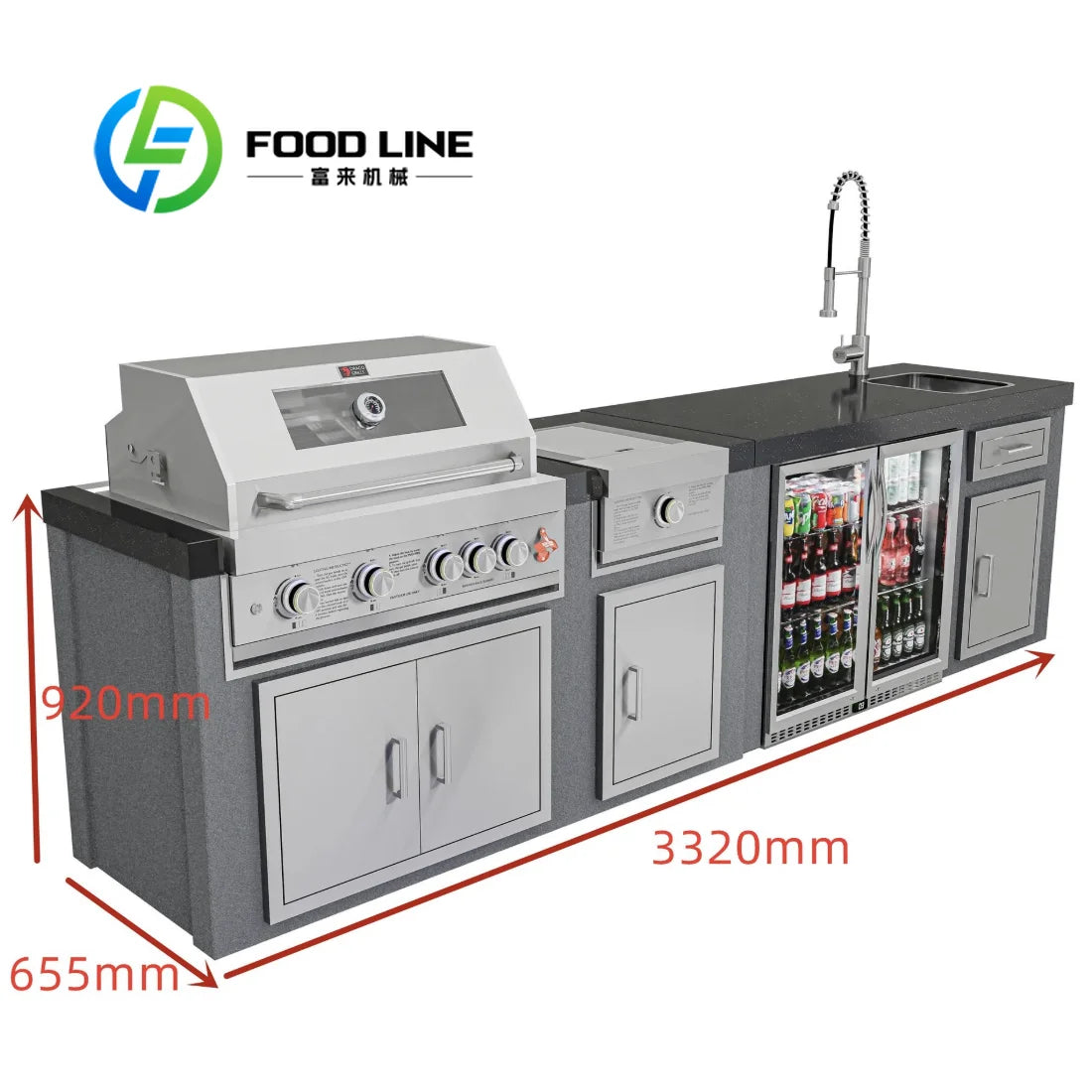 High Quality Outdoor Kitchenware Built-In Refrigerator Countertop Tools BBQ Gas Grill 304 Stainless Outdoor Kitchen Setcustomize