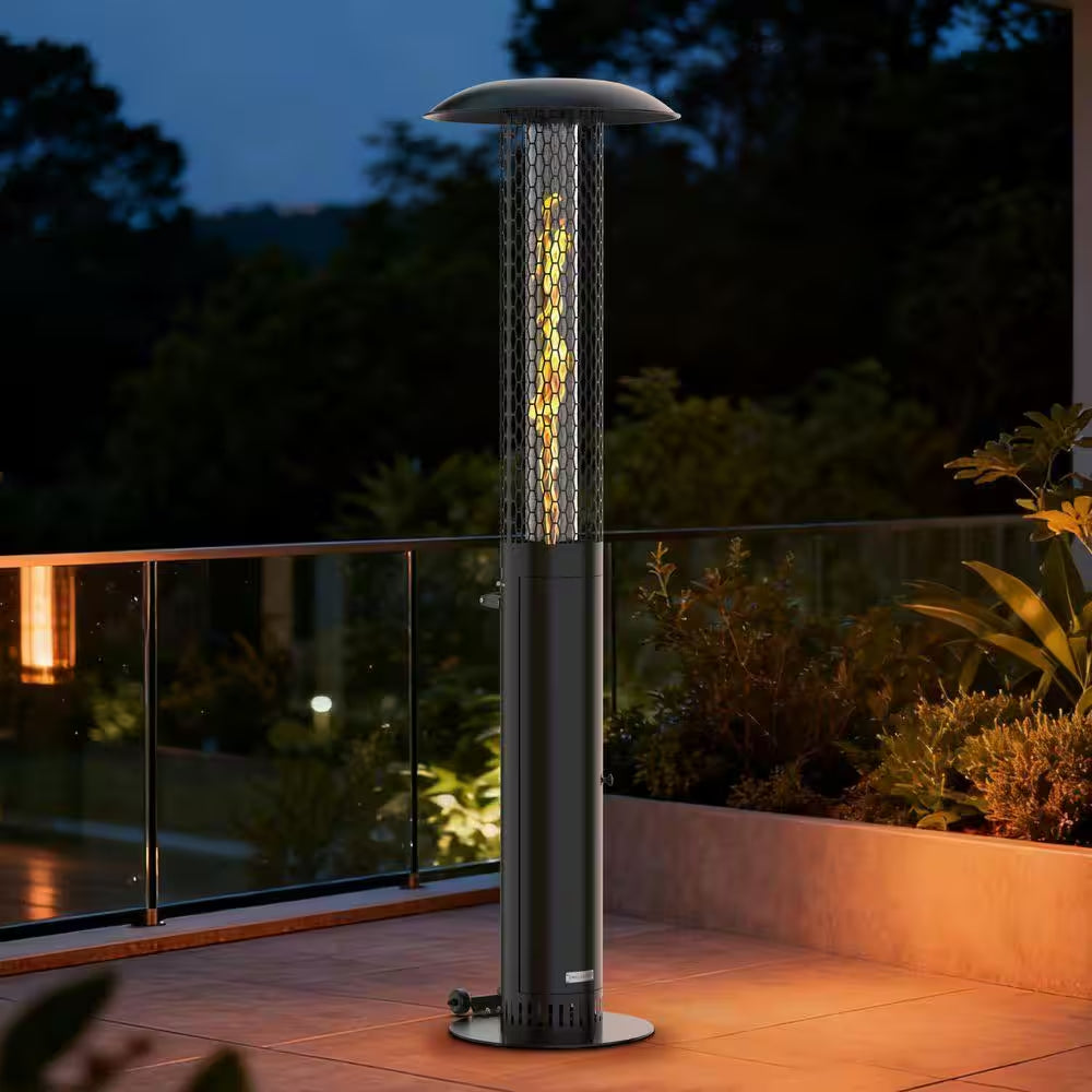 58,500 BTU Steel Wood Pellet Freestanding Patio Heater with Wheels-Black