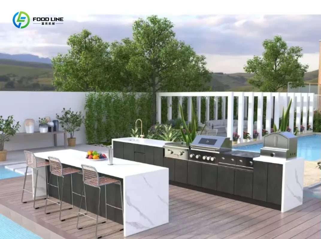 Custom High-Quality Stainless Steel Outdoor Kitchen Cabinet with Modern Laundry Sink and Glass Door - Perfect for Small Kitchens
