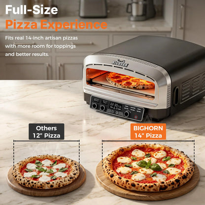 S Pizza Oven Indoor, 14 Inch Electric Pizza Maker with 6 Preset Modes, Pizza Cooker with Pizza Stone and Pizza Peel