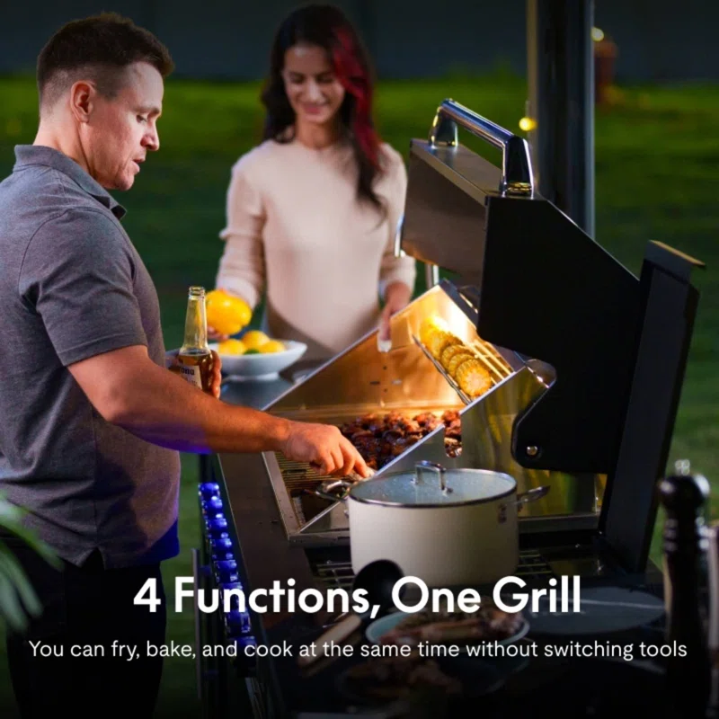 Akoah 4-Piece Modular Outdoor Kitchen Island Set with 8-Burner Grill, Fridge & Wheels