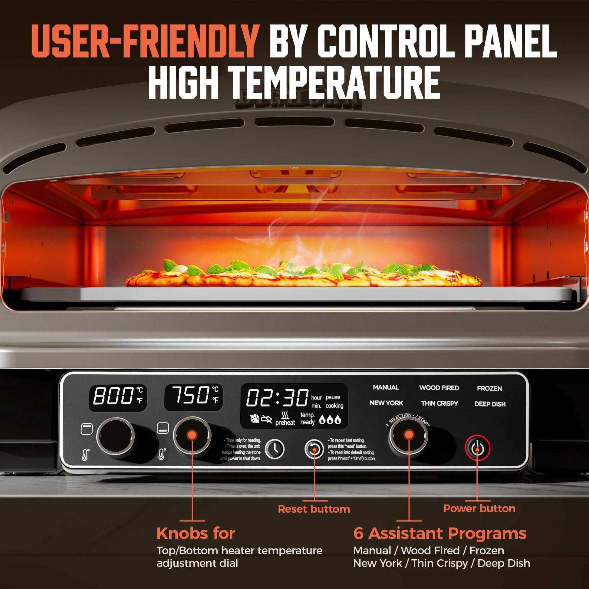S Pizza Oven Indoor, 14 Inch Electric Pizza Maker with 6 Preset Modes, Pizza Cooker with Pizza Stone and Pizza Peel