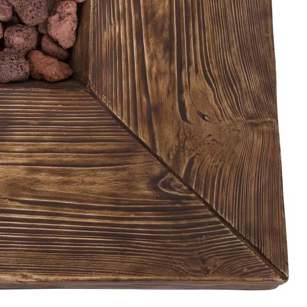Merida Square Outdoor Propane Gas Brown Fire Pit Table with Lava Rock, 34.5 In. Long