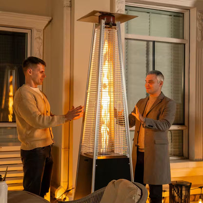 48,000 BTU Black Heat-Focusing Propane Gas Patio Heater with Wheels