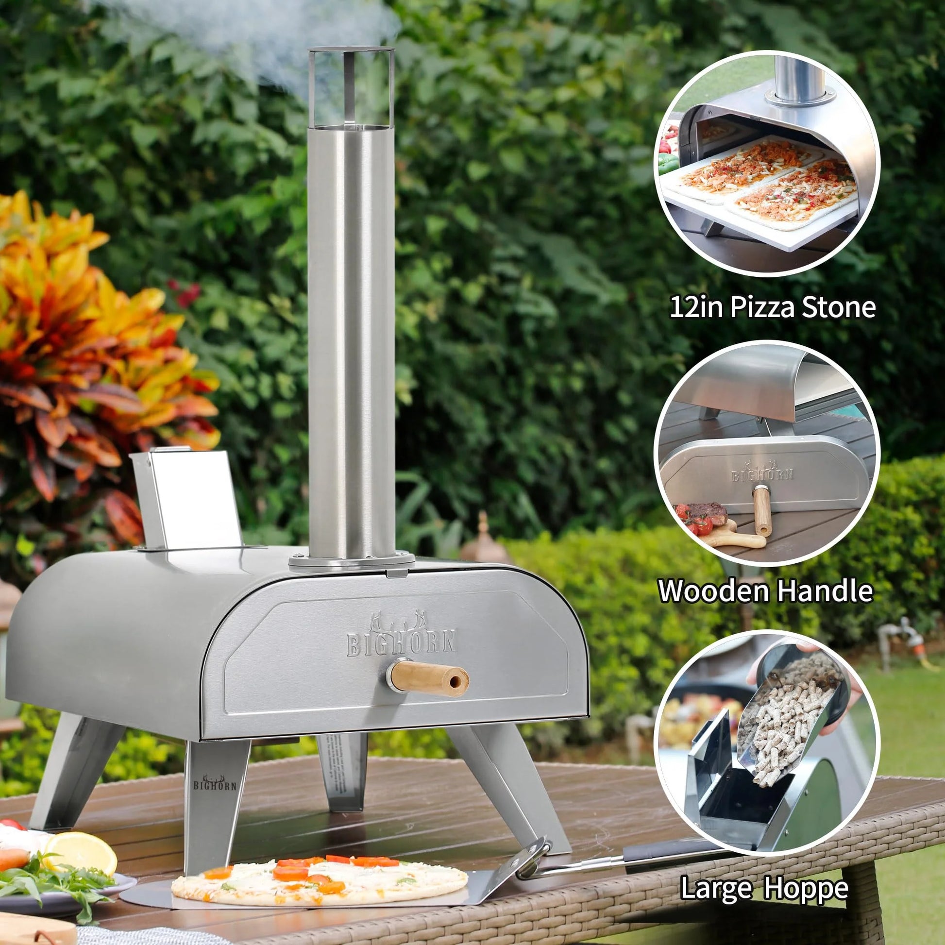 12" Wood Pellet Pizza Oven, Compatible with Gas Burner and Electric Heater Accessories (Sold Separately)