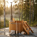 Wood Fired 4-Person to 5-Person 0-Jet Hot Tub and Ice Bath with Internal Stove Pine