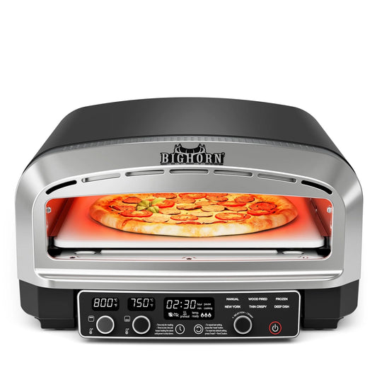 S Pizza Oven Indoor, 14 Inch Electric Pizza Maker with 6 Preset Modes, Pizza Cooker with Pizza Stone and Pizza Peel