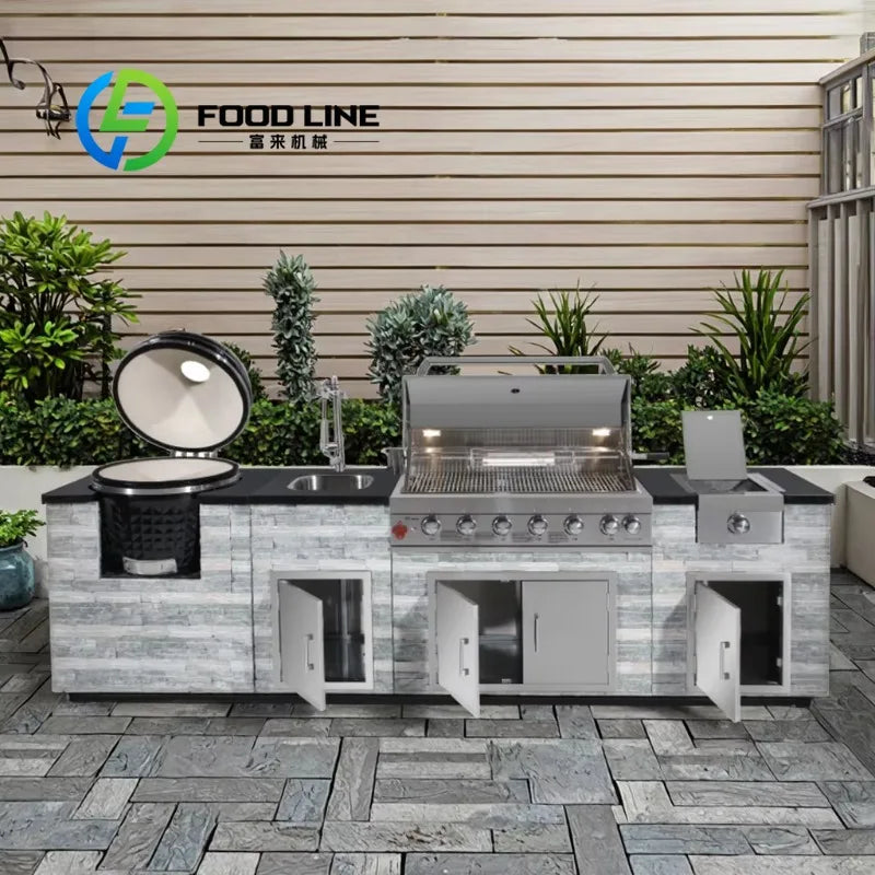 High Quality Outdoor Kitchenware Built-In Refrigerator Countertop Tools BBQ Gas Grill 304 Stainless Outdoor Kitchen Setcustomize