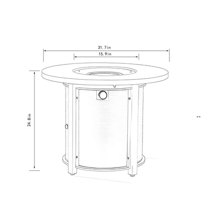 32" Propane Gas Fire Pit Table, 50000 BTU - Black Steel