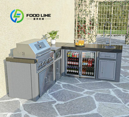 High Quality Outdoor Kitchenware Built-In Refrigerator Countertop Tools BBQ Gas Grill 304 Stainless Outdoor Kitchen Setcustomize