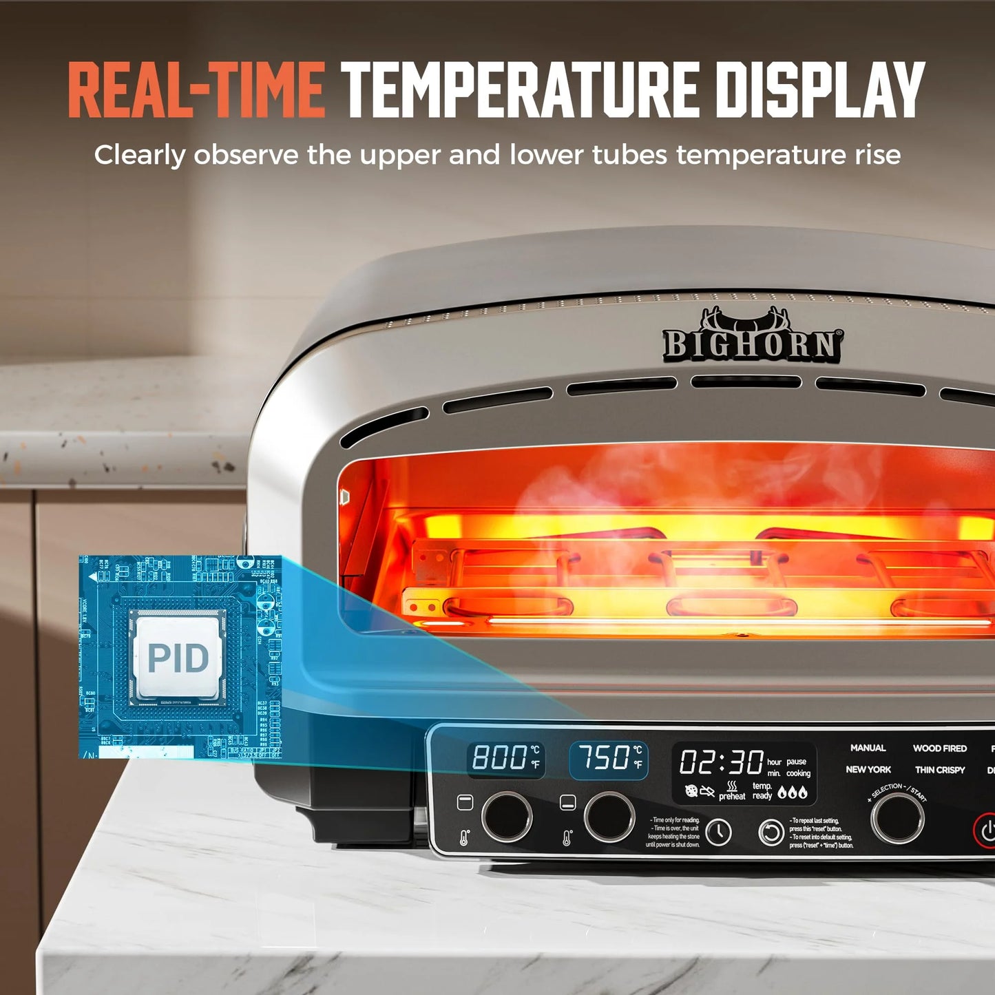 S Pizza Oven Indoor, 14 Inch Electric Pizza Maker with 6 Preset Modes, Pizza Cooker with Pizza Stone and Pizza Peel