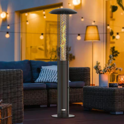 58,500 BTU Steel Wood Pellet Freestanding Patio Heater with Wheels-Black