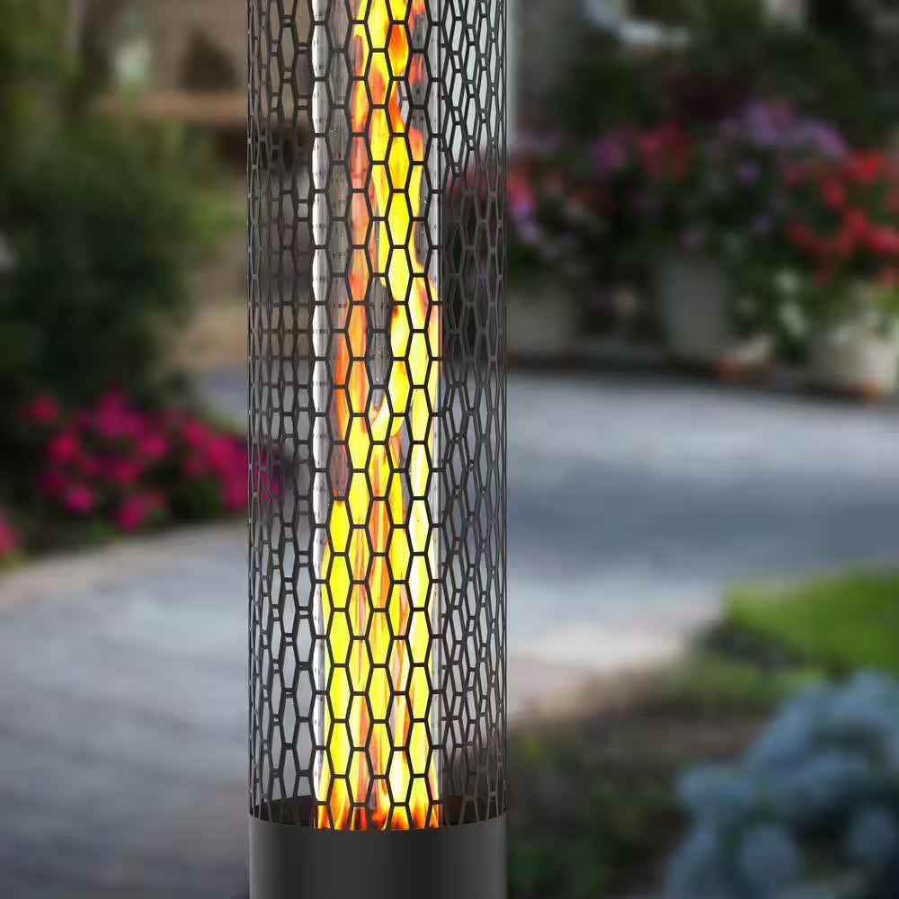 58,500 BTU Steel Wood Pellet Freestanding Patio Heater with Wheels-Black