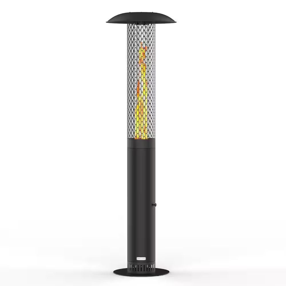 58,500 BTU Steel Wood Pellet Freestanding Patio Heater with Wheels-Black