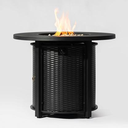 32" Propane Gas Fire Pit Table, 50000 BTU - Black Steel