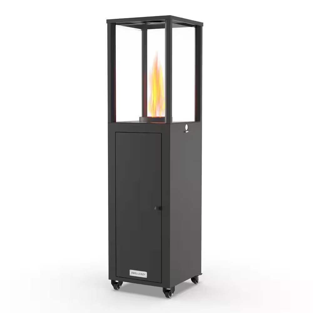 58,500 BTU Steel Wood Pellet Standing Patio Heater with Wheels-Black