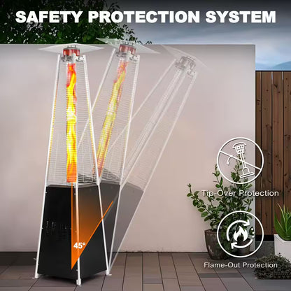 48,000 BTU Black Heat-Focusing Propane Gas Patio Heater with Wheels