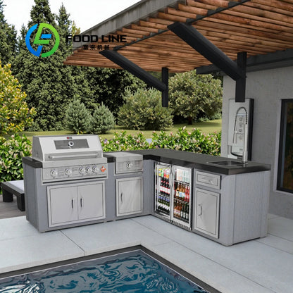 High Quality Outdoor Kitchenware Built-In Refrigerator Countertop Tools BBQ Gas Grill 304 Stainless Outdoor Kitchen Setcustomize