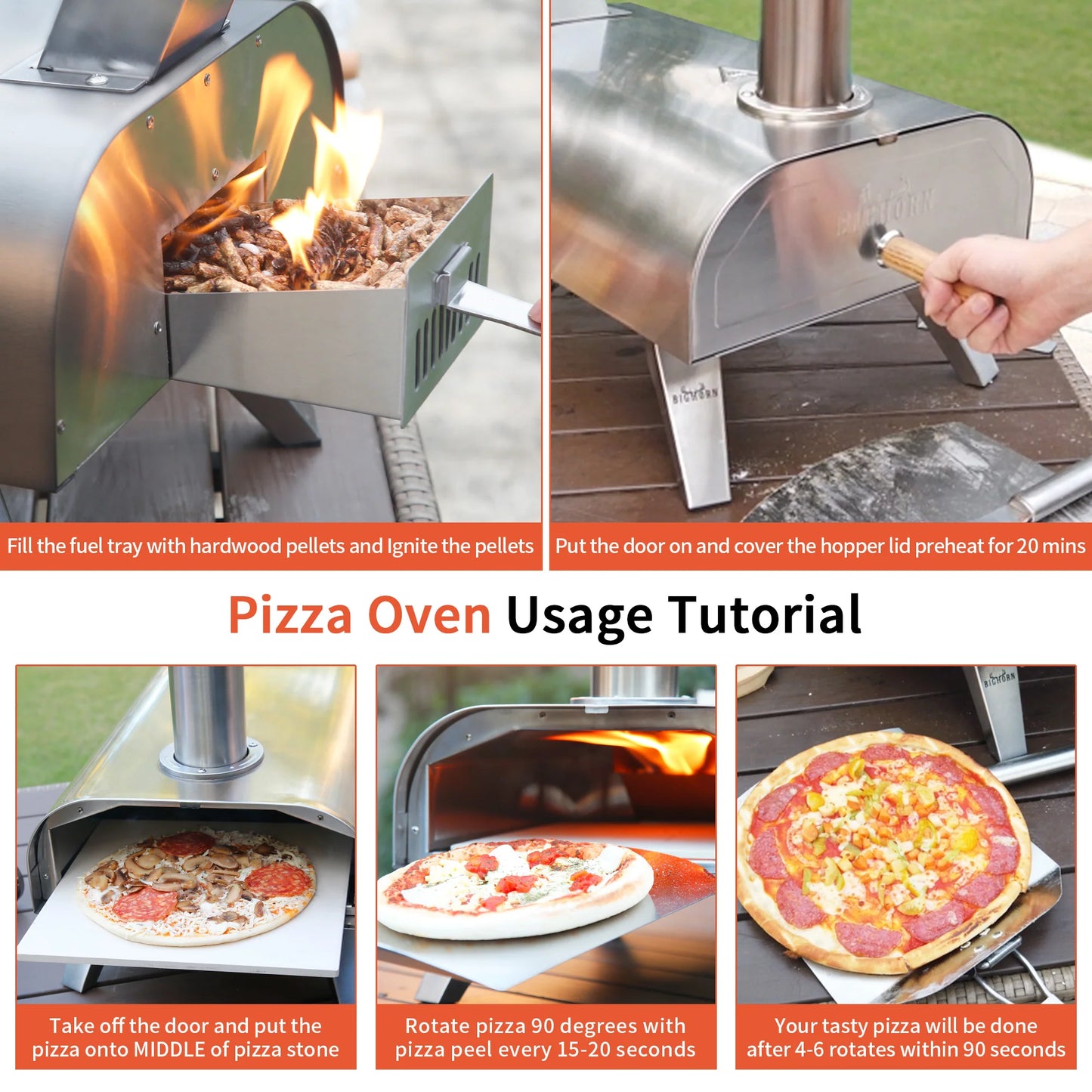 12" Wood Pellet Pizza Oven, Compatible with Gas Burner and Electric Heater Accessories (Sold Separately)