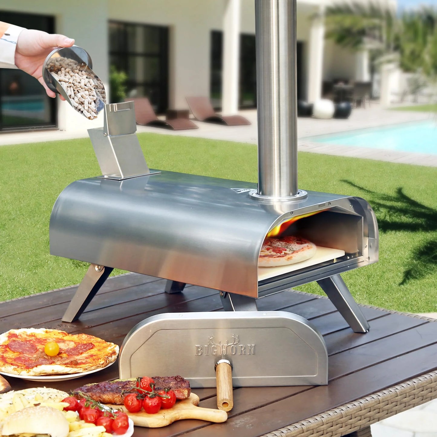 12" Wood Pellet Pizza Oven, Compatible with Gas Burner and Electric Heater Accessories (Sold Separately)