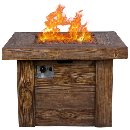 Merida Square Outdoor Propane Gas Brown Fire Pit Table with Lava Rock, 34.5 In. Long
