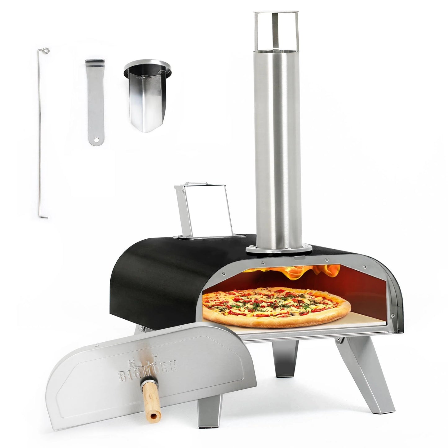 12" Wood Pellet Pizza Oven, Compatible with Gas Burner and Electric Heater Accessories (Sold Separately)