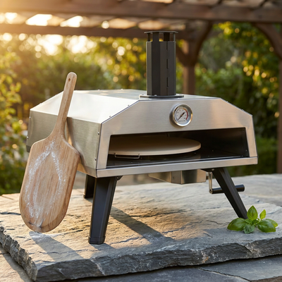 16 In. Propane Pizza Oven, Outdoor Pizza Oven in Stainless Steel, W/Rotating Pizza Stone