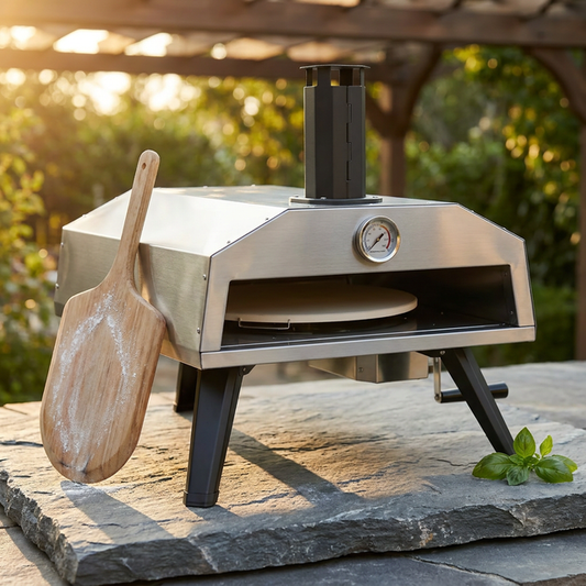 16 In. Propane Pizza Oven, Outdoor Pizza Oven in Stainless Steel, W/Rotating Pizza Stone — Studio Shot